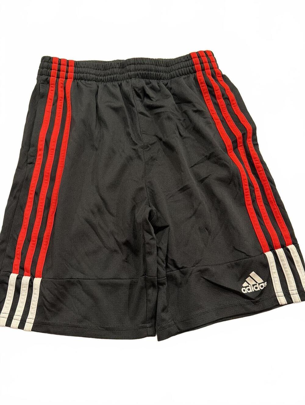 Adidas Boys Black Red Athletic Shorts Large